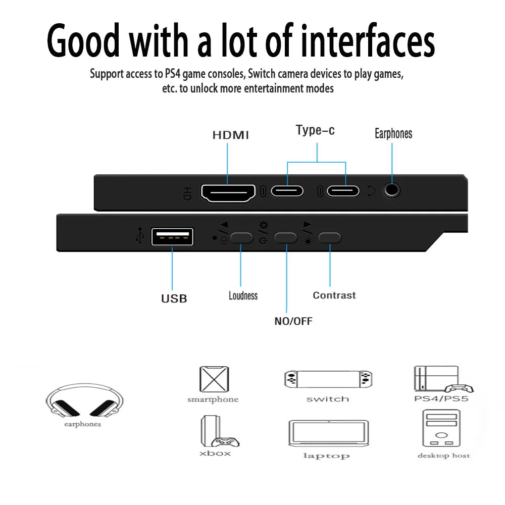 Touchscreen Portable Monitor 16/15.6/14 Inch FULL HD LCD Display IPS Panel Laptop Monitor for PC/Raspberry Pi/Laptop/PS3/4/Xbox