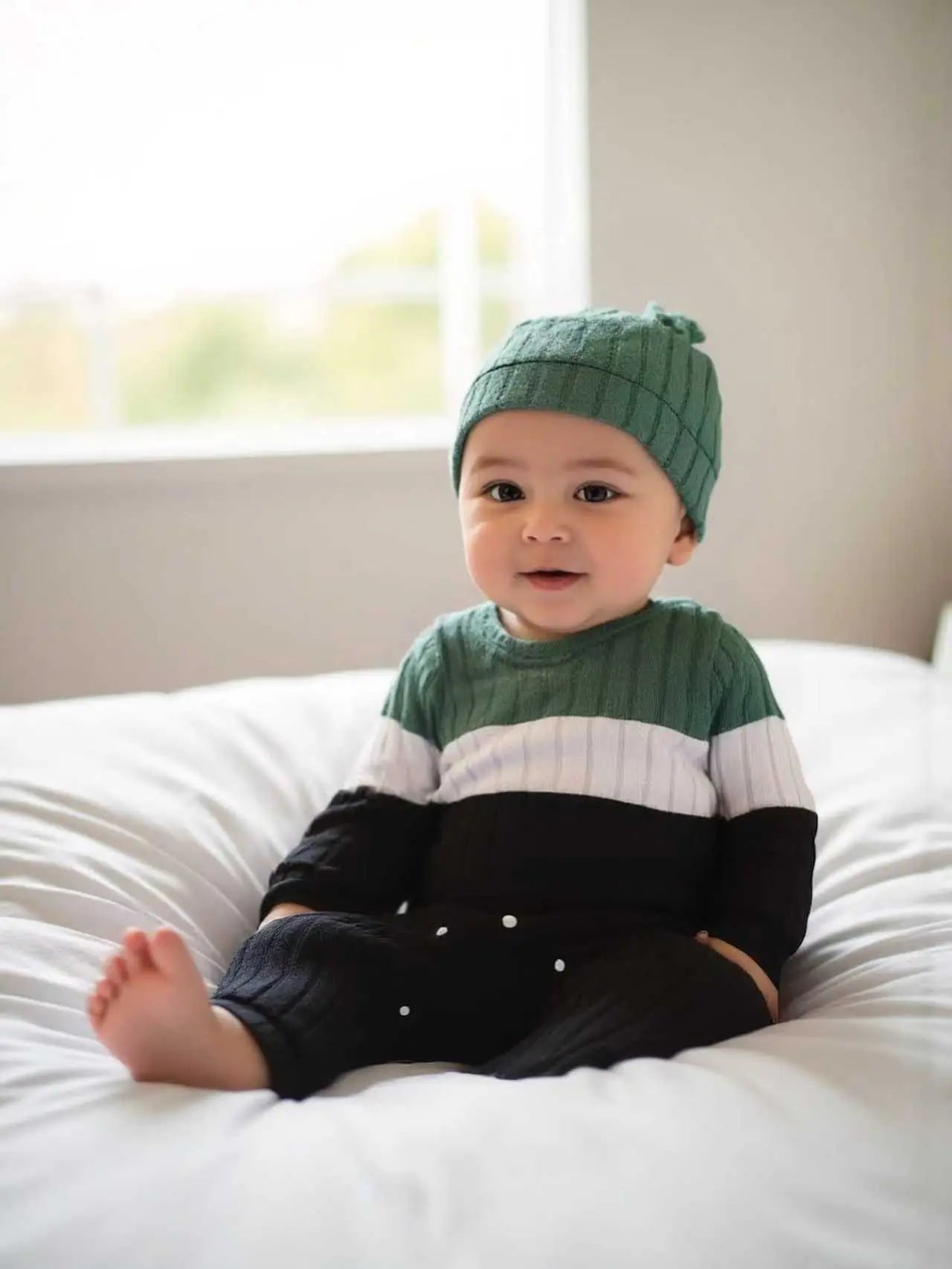 3 Colours Autumn Bodysuits Newborn Baby Boy Long Sleeve Colour Block Romper+Hat Simple Onesie Jumpsuit for Toddlers 1-18Months