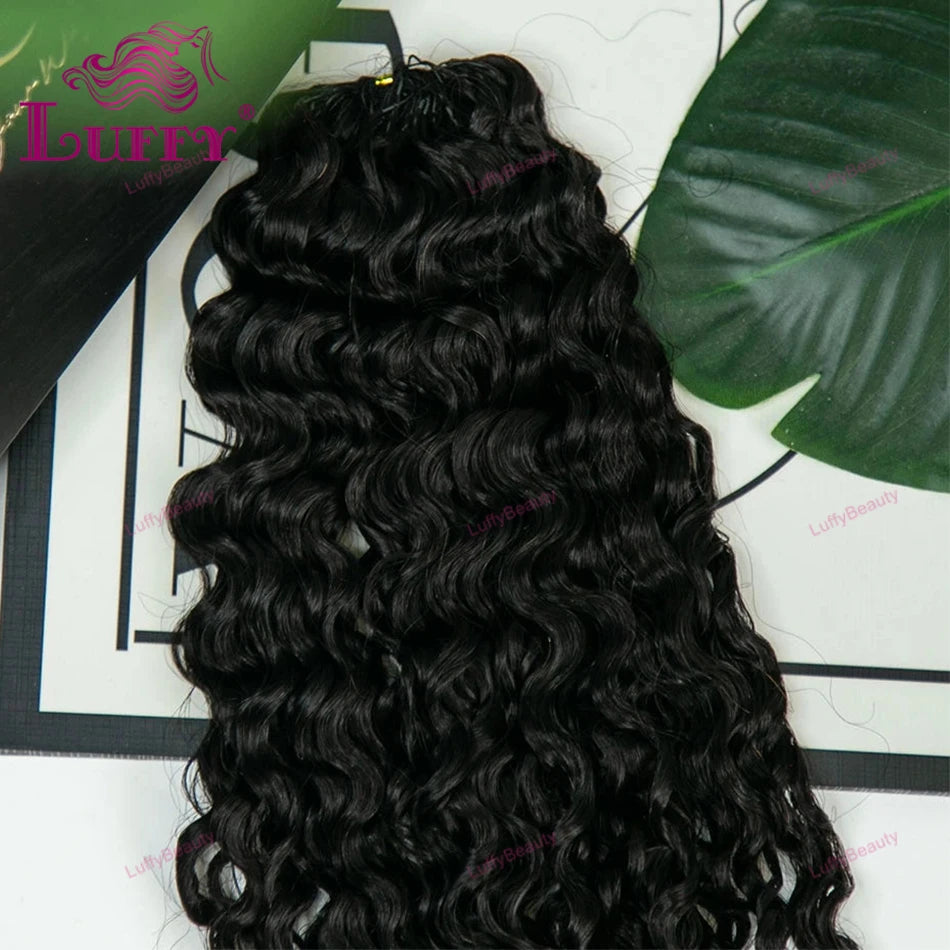 Curly Crochet Human Hair Knotless Pre-Separated Crochet Hair Water Curly With String Pre-Looped Feather Hair Extensions