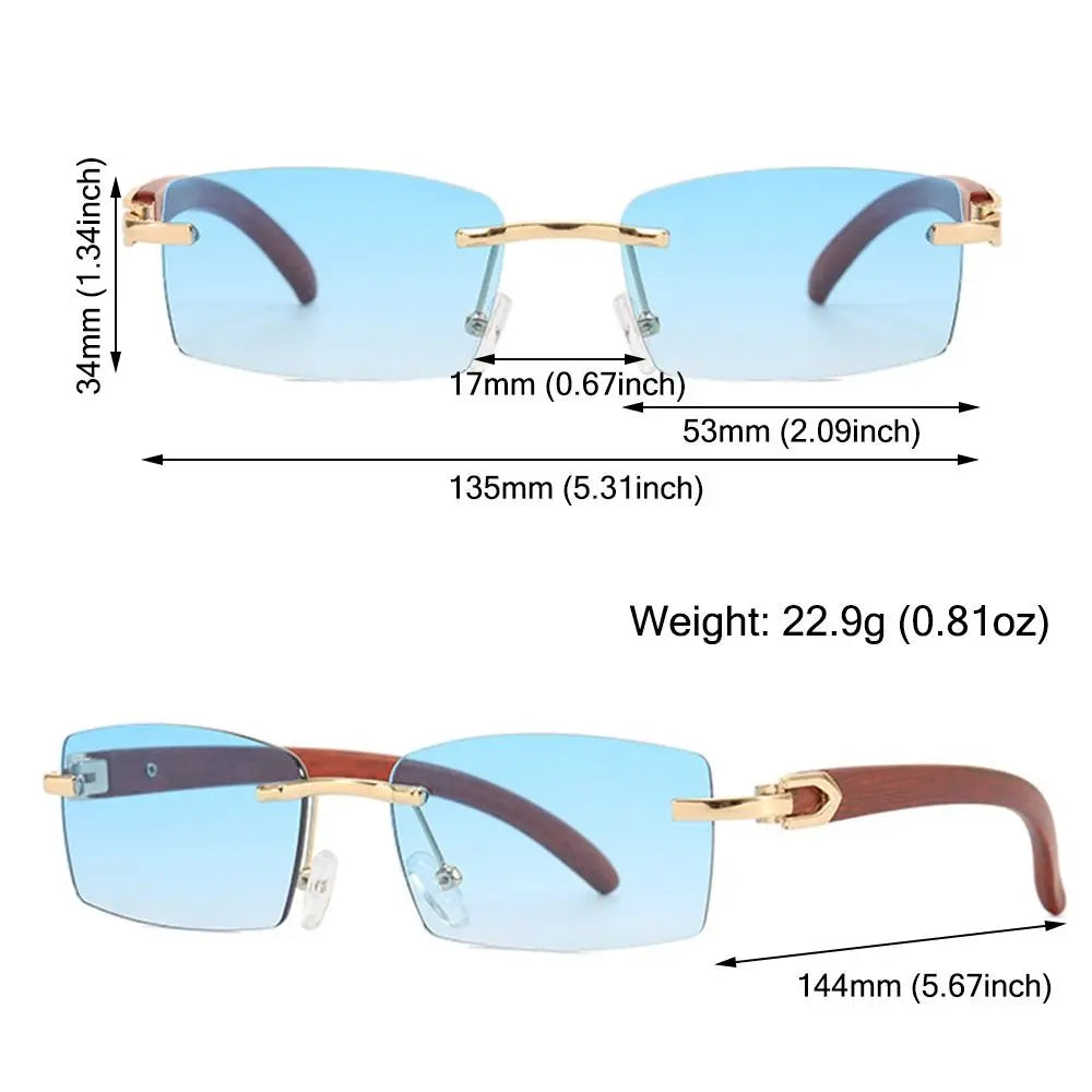 Trendy Punk Sunglasses Rimless Rectangle Sun Glasses for Men Women Fashion UV400 Driving Shades Frameless Gradient Eyewear