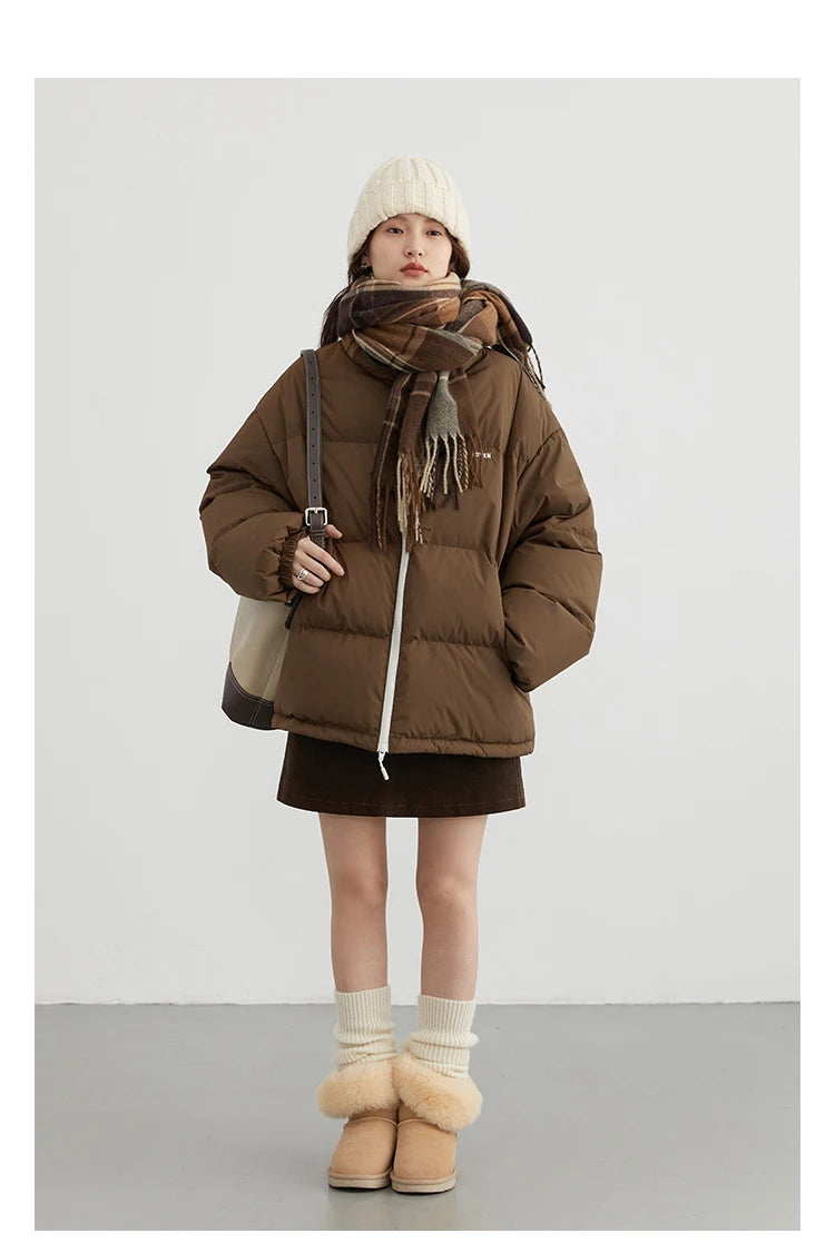 CHIC VEN Women Down Coats Streetwear Solid 90 White Duck Down Stand Collar Female Down Jacket Warm Ladies Overcoat Winter 2024