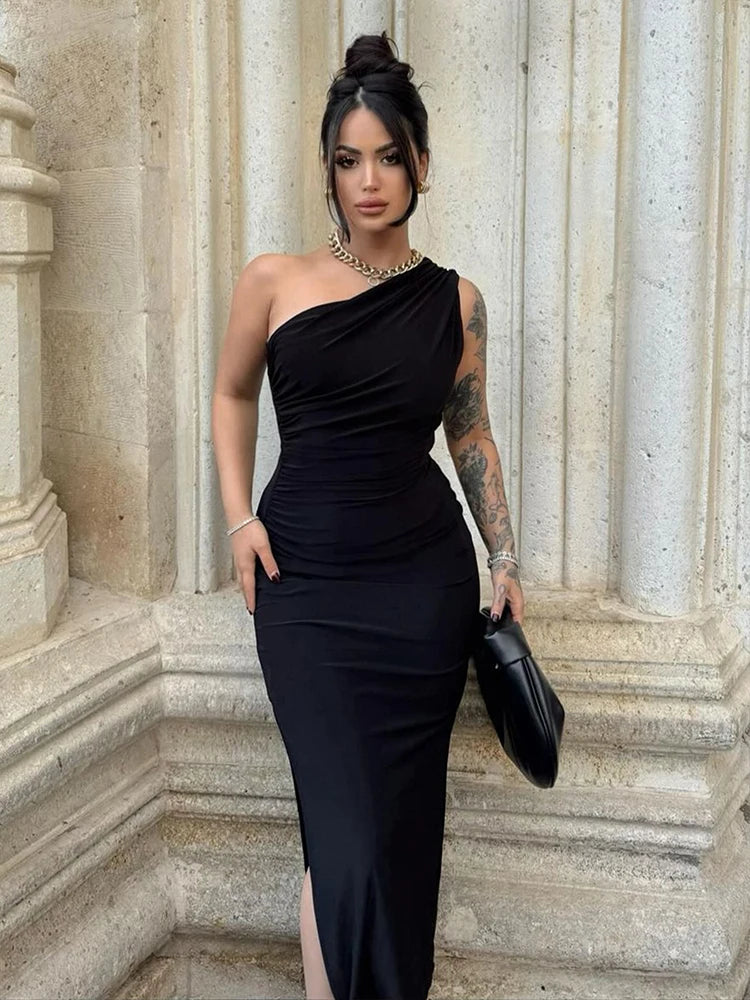 Women Maxi Dresses Sexy Split Summer Fashion Sleeveless Backless Slim Dress Female Casual Streetwear Club Elegant Party Dresses