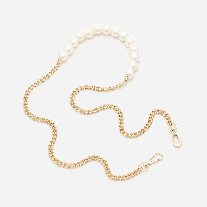 316L Stainless steel and Pearl Gold Silver Black Base Link Bag Chain Parts Accessories Strap Women Kpop Thick Belt Handbag