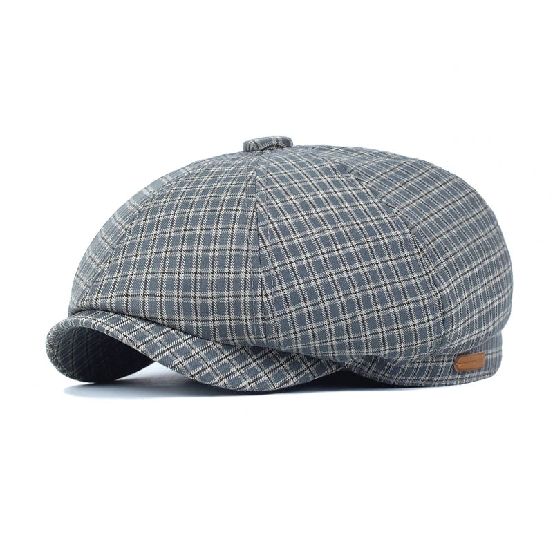 Spring Summer Plaid Newsboy Cap Breathable Peaky Octagonal Hat Vintage Soft Casual Berets Cap Visor Gatsby Flat Ivy Hat