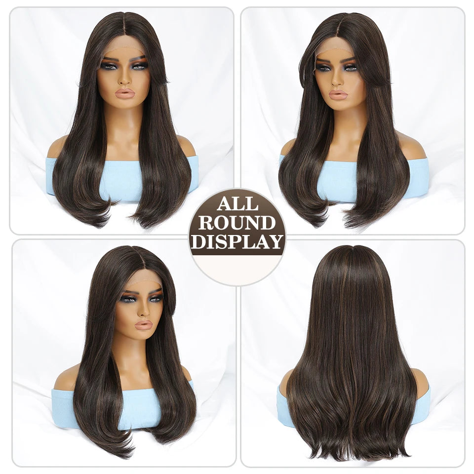 Synthetic Lace Front Wigs Long Straight Blonde Red Wig For Black Women Natural Ombre Brown Cosplay Lace Wig Halloween