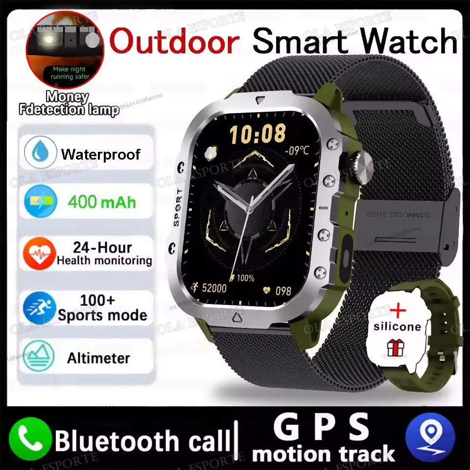 Outdoor Sports Smartwatch New 2025 2.01 inch HD Screen LED Flashlight Bluetooth Talking Smart Watch for Men Women Holiday Gift