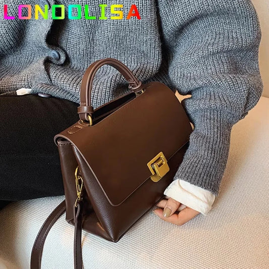 Vintage Pure Color Tote Bag  Fashion New Quality PU Leather Women's Designer Handbag High Capacity Shoulder Messenger Bag