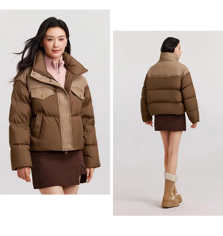 Semir Down Jacket Women Waterproof Patchwork Oversize Stand Collar 2025 Winter New Trendy Coat