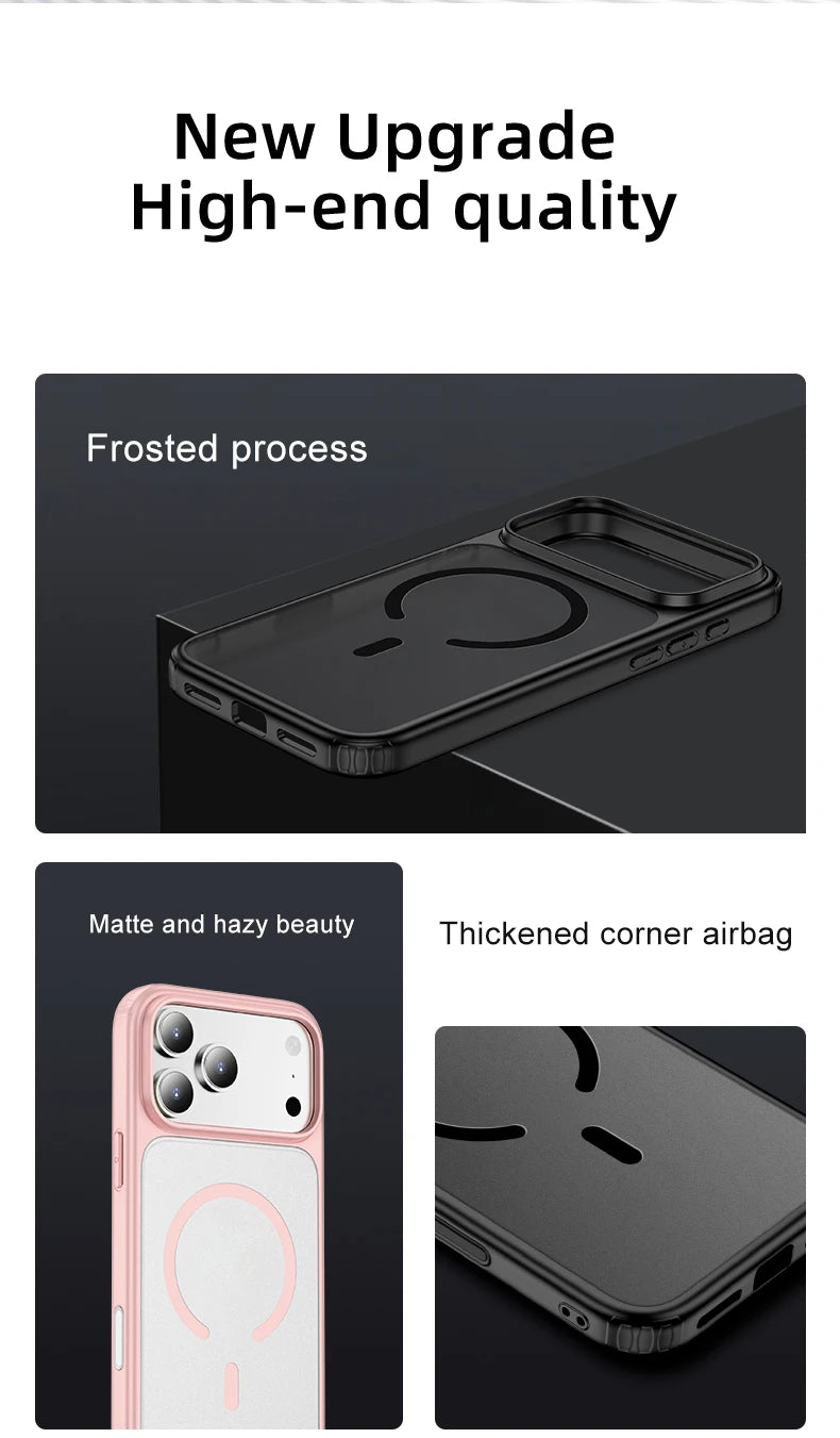 Wlons Magsafe Magnetic Wireless Charging Frosted Shockproof Case for iPhone 17 Pro Max 17 Air Skin Feel Rugged Armor Cover