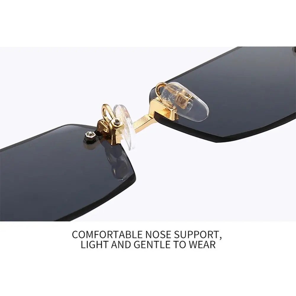 Rimless Sunglasses Rectangle Fashion Popular Women Men Shades Small Square Sun Glasses For Female male Summer Traveling Oculos