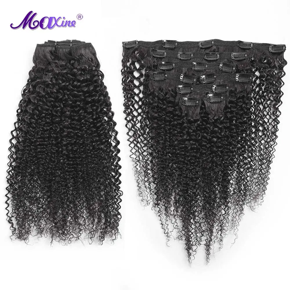 Kinky Curly Clip in Hair Extension Maxine 3C 4A Afro Kinky Curly Clip in Human Hair Extensions Women 120g/set clip-in Full Head
