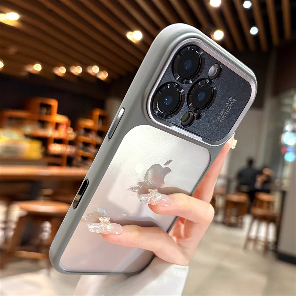 Luxury Magnetic Metal TPU Case For iPhone 17 16 15 14 Pro Max Plus Case Translucent Acrylic Hard Bumper Shockproof Protect Cover