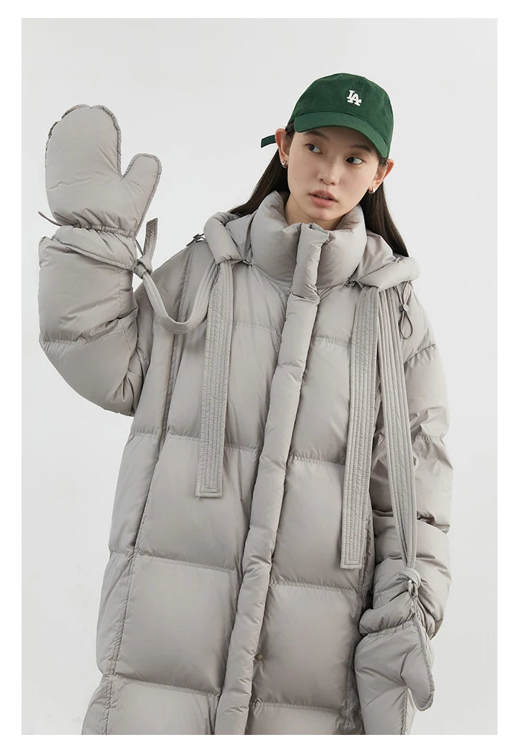 CHIC VEN New Women Down Coats Solid Loose Casual Hooded Down Jacket Female Soft 90 White Duck Down Coat Thick Autumn Winter 2024