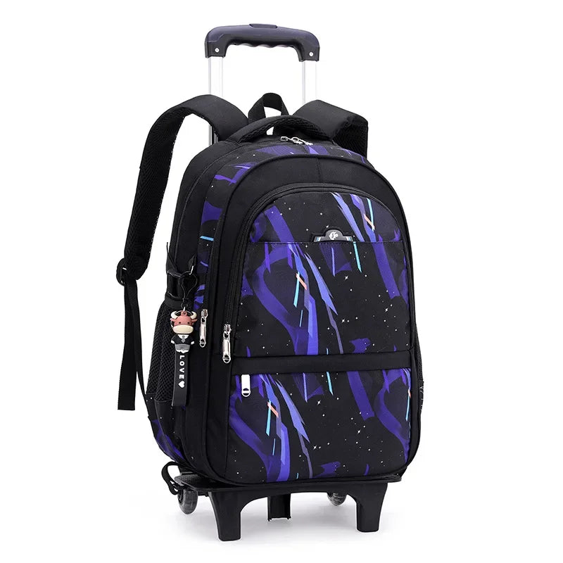 Children School Backpack for Kids Boys Wheeled Bag Student Backpack Trolley School Bag with Wheels Rolling Luggage Book Bag
