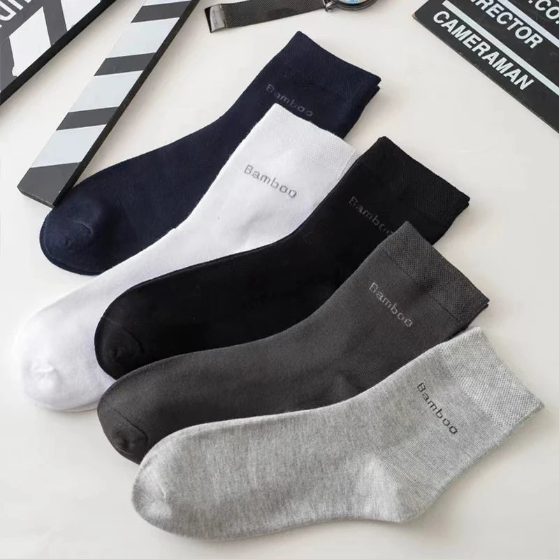 10/5Pairs Men Bamboo Socks Comfortable Breathable Casual Business Men's Crew Socks High Quality Guarantee Sox Male size 38-44