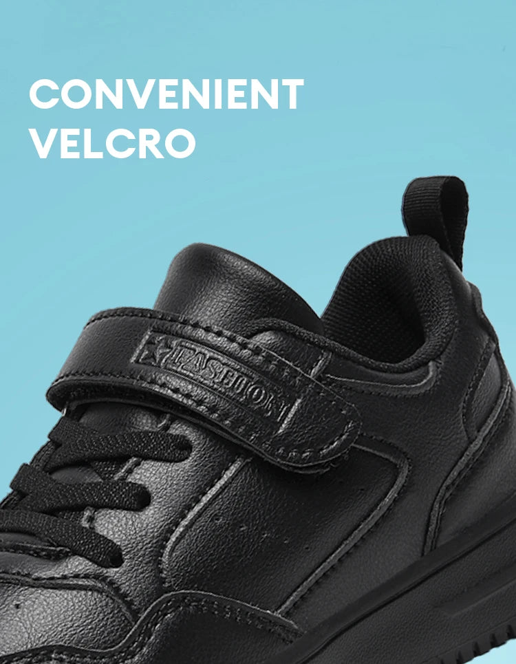Kids' Classic Black Skate Shoes Boy Lightweight Breathable Casual Sneakers with Cushioned Insole Non-Slip Design for School