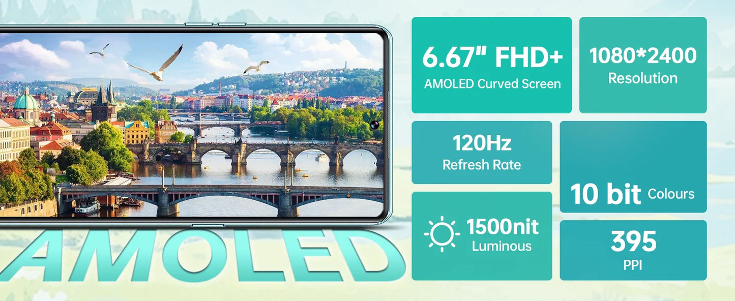 CUBOT HAFURY Meet Unlocked Smartphone-Helio G99,24(12+12)+256GB,6.67"-120Hz,100MP+32MP,Android13,5100mAh/33W,Dual SIM 4G/NFC/GPS