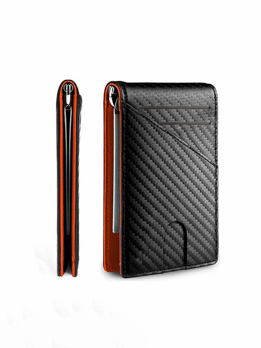 Fashion Simple Carbon Fiber Money Clip Commuter Portable Slim Mini Multifunctional Card Bag Card Wallet