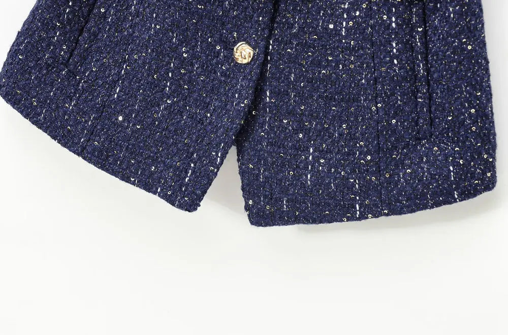 Women's Tweed Waistcoat with Belt, O Neck, Sleeveless, Front Button, Female Outerwear, Chic Tops, Fashion