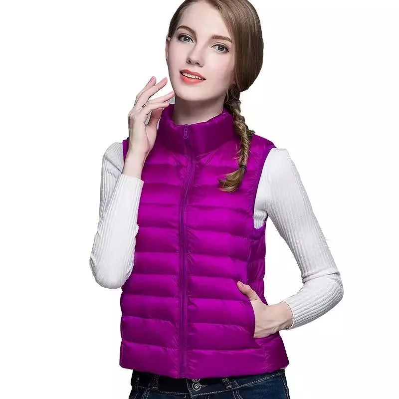 Autumn Ultra Lightweight Portable Tank Top Sleeveless Duck Down Coat Slim Fit Standing Collar Women's Down Vest Women's Coat