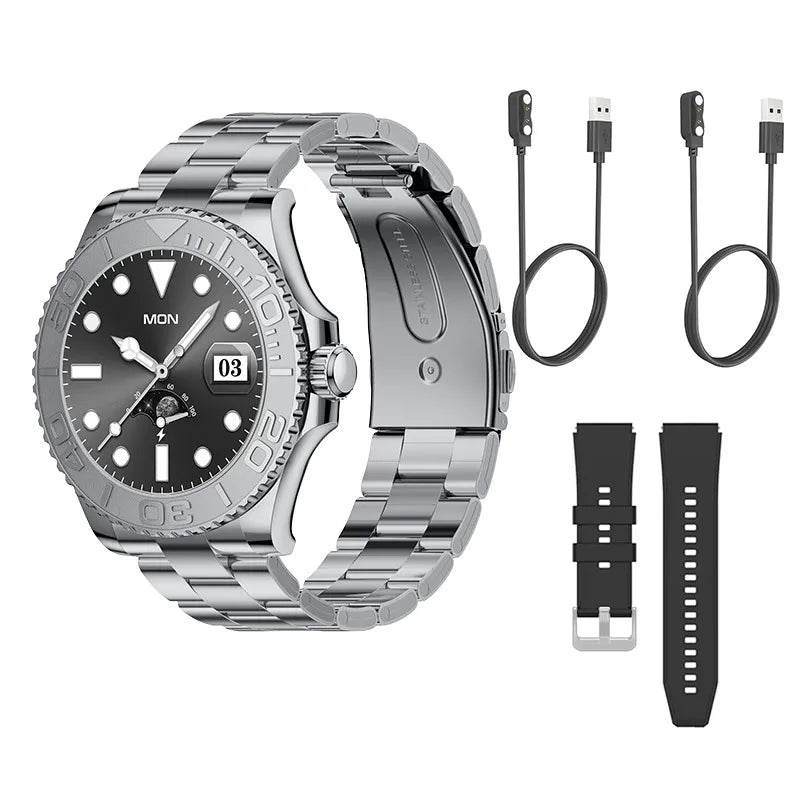 Luxury Smartwatch Smart Watch Men Yacht Range Master Smart Clock with Calls Aiweile AW46 AMOLED Screen Sports Modes for Android