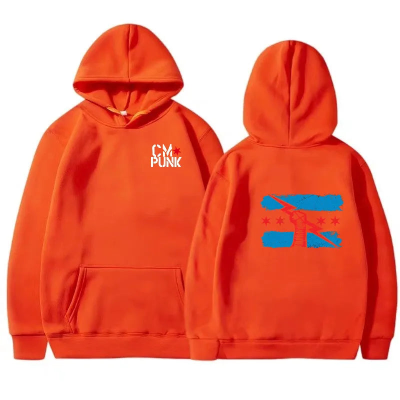 Autumn and Winter New Famous Wrestler Returns to CM Punk Men's Solid Hoodie Fashion Print Street Sports Casual Top Pullover