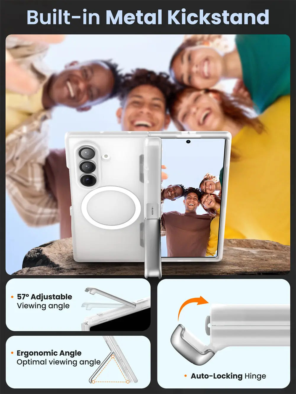 For Samsung Galaxy Z Fold 7 Case I-BLASON Cosmo Full Protective Hinge Protection Magnetic Case with MagSafe Stand & S Pen Holder