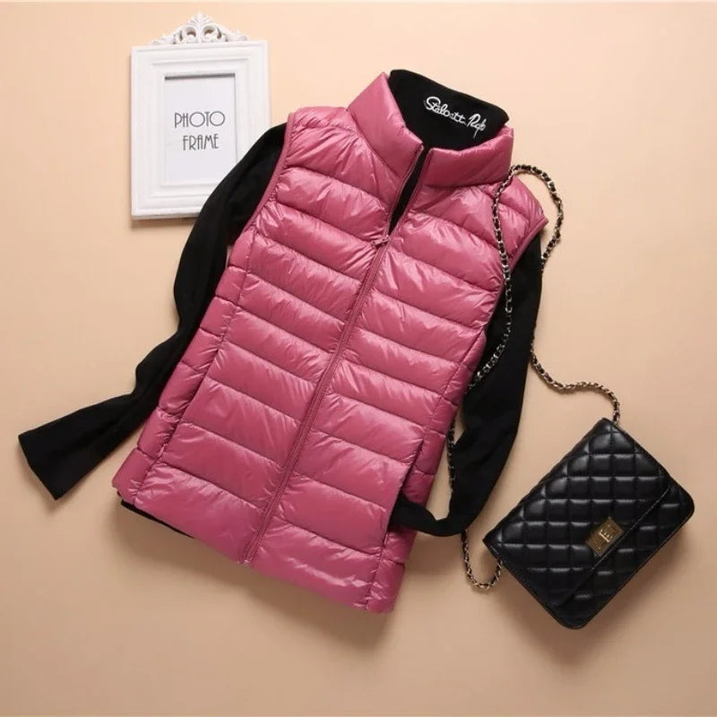 New Down Lightweight White Duck Down Vest Short Sleeveless Vest  Autumn/Winter Slim Fit Ultra Light Down Jacket Women Jackets