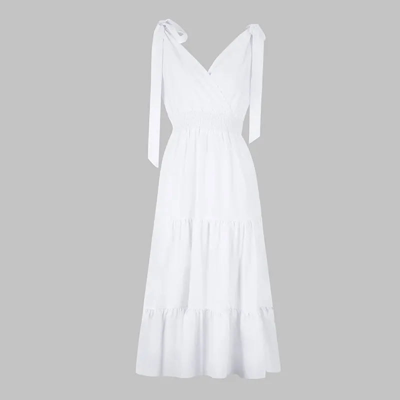 Women's Maxi Dresses Streetwear Fashion New Dresses Beach Style Clothing Elegant Female Sexy V-Neck Backless Casual Slim Dress