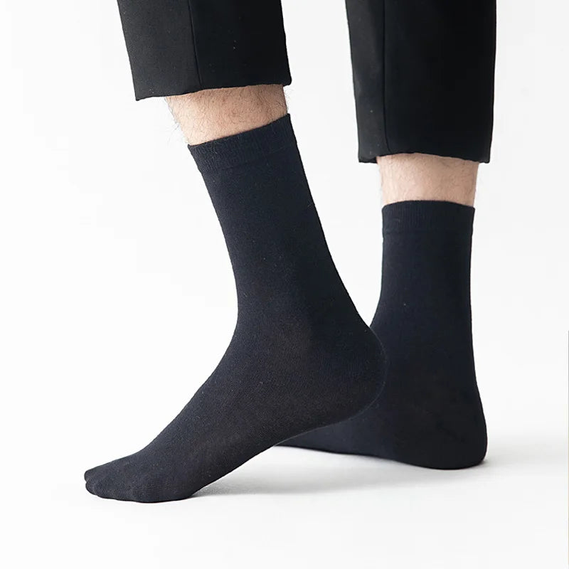 10Pairs/Lot Men Combed Cotton Socks Black Casual Business Breathable High Quality Man Sock New For Male Plus Size EU38-48