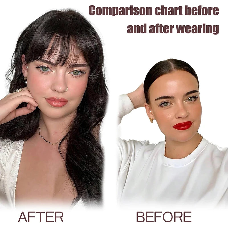 25cm 100% Human Hair 9*10cm Hairnet Black Dark Brown Clip in Hair Topper Extension with Bangs Top Wig Piece