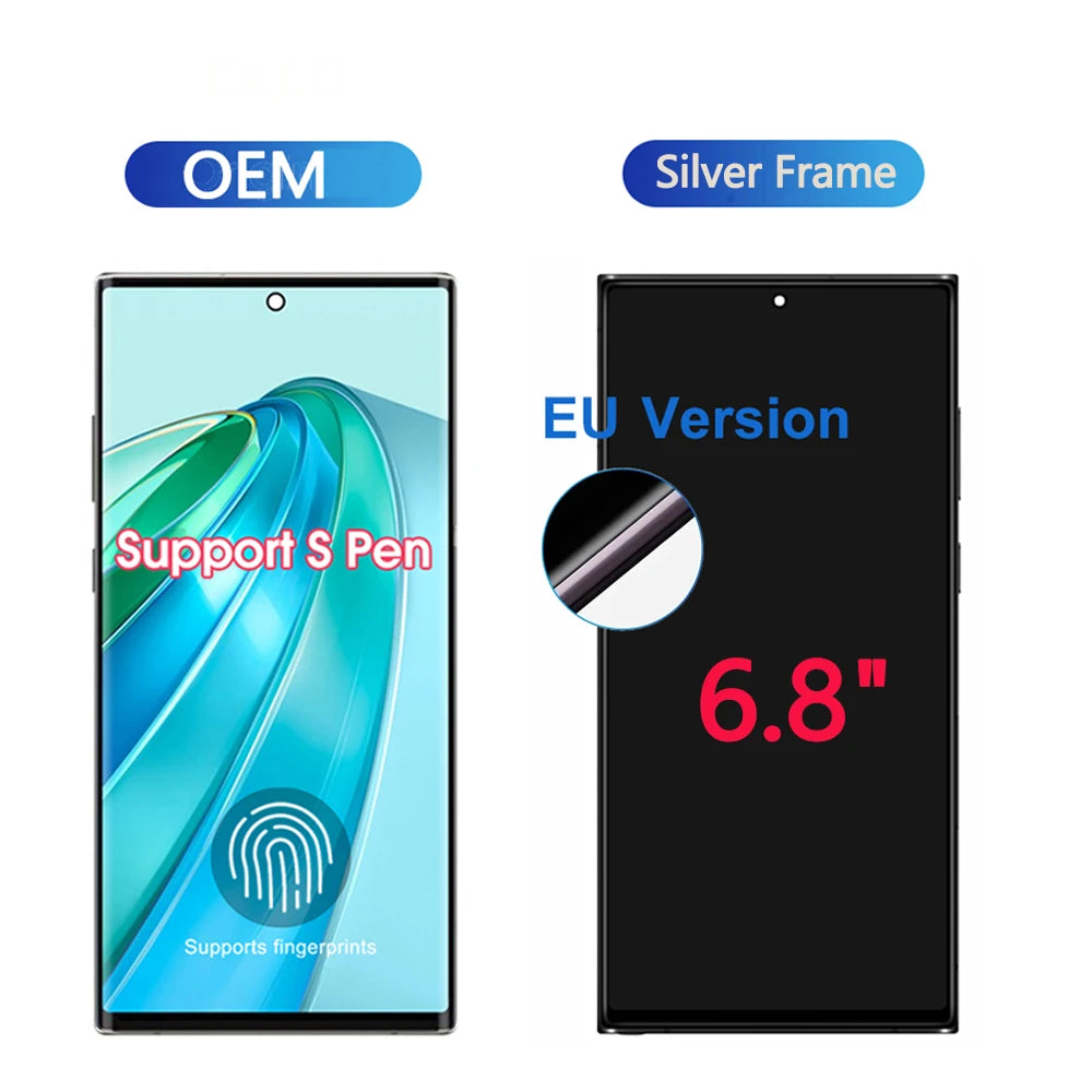 6.8"NEW AMOLED Display For Samsung Galaxy S22 Ultra 5G LCD Display Touch Screen Digitizer Assembly For Samsung S22 Ultra Display