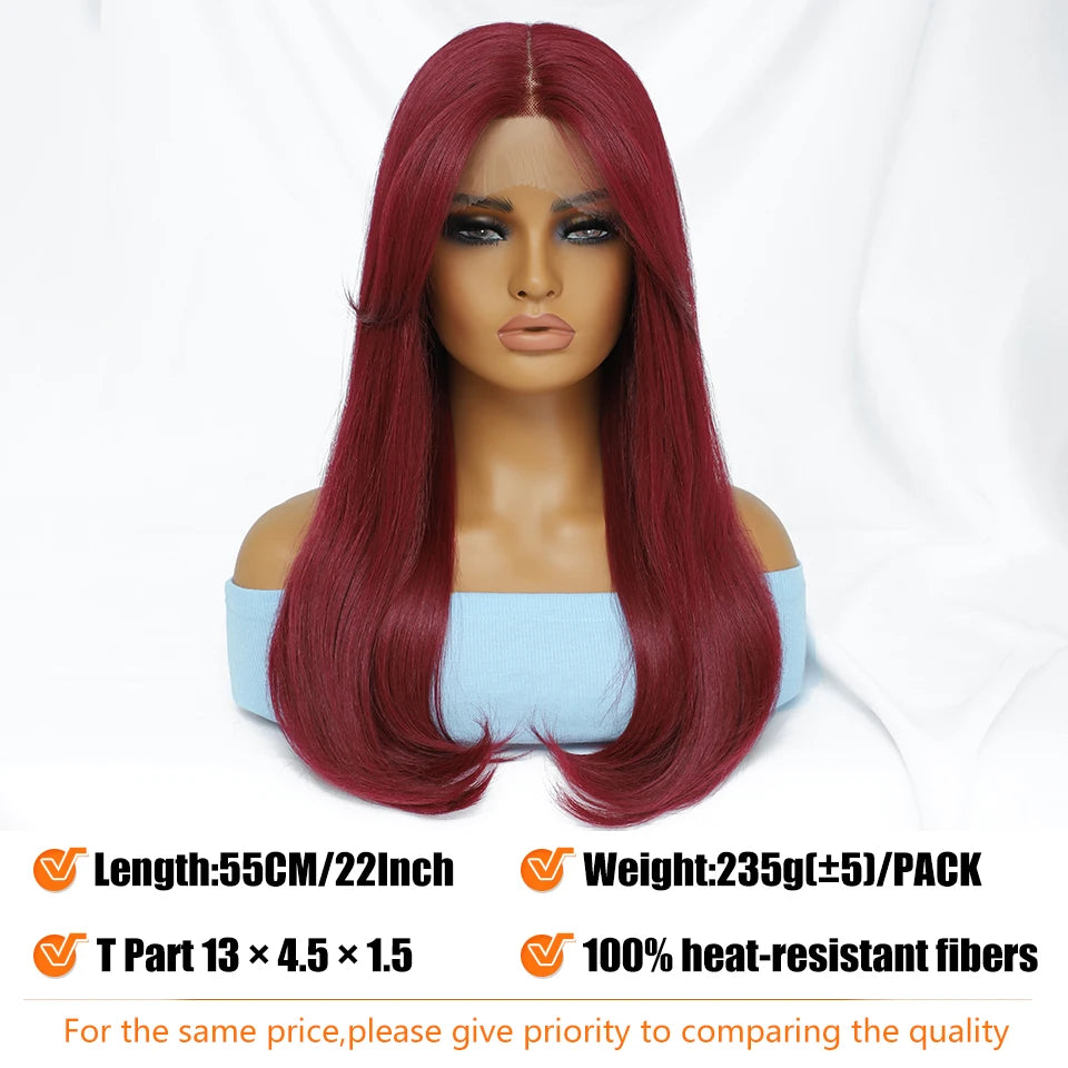 Synthetic Lace Front Wigs Long Straight Blonde Red Wig For Black Women Natural Ombre Brown Cosplay Lace Wig Halloween