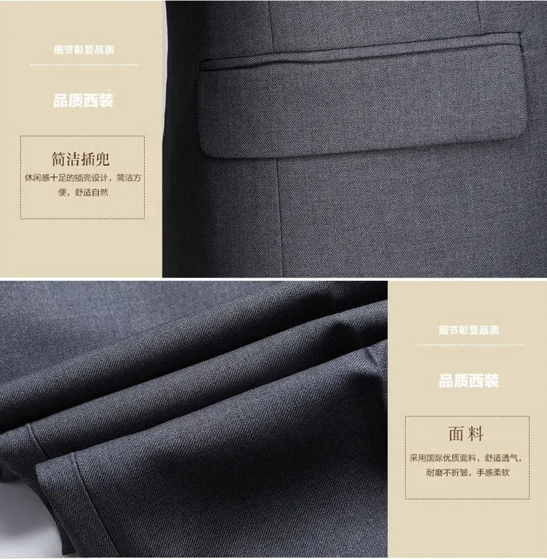 Two button men (suit + trousers) Korean version of fashion slim-fit business professional dress work formal two-piece set