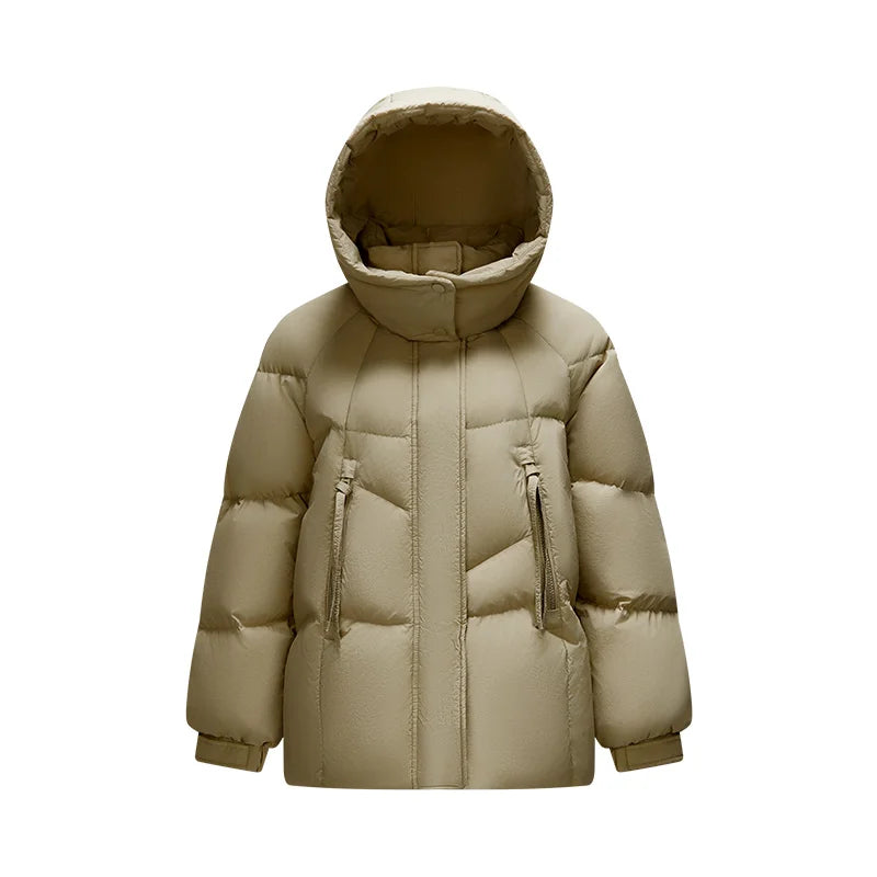 Semir Mid-Length Down Jacket Women Loose Fit Hooded Textured Coat 2025 New Winter Casual Warm Style