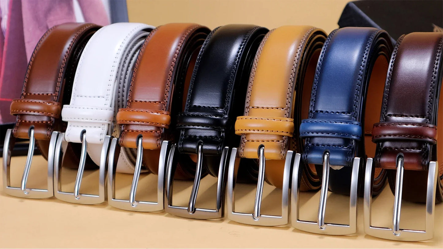 Men's Leather Belt Needle Buckle Belt Trendy New Casual Genuine Leather LONG Large Belts Cowhide Men's Belt Plus Size Men Belts