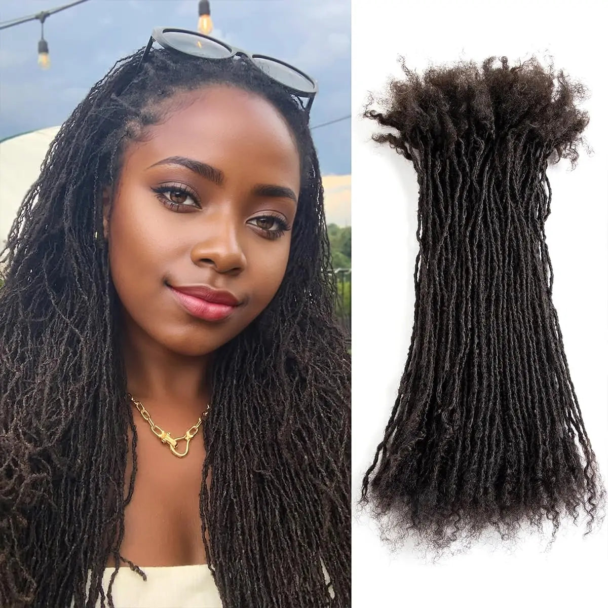 2mm Handmade Interlocking Sisterlocks 100% Real Human Hair Permanent Micro Locs Extensions Natural Looking Soft Dreadlock