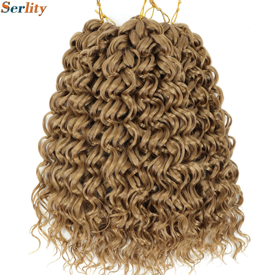 GoGo Curl Crochet Hair 14inch Curly Ocean Wave Synthetic Braiding Hair Jet Black Beach Curl Water Wave Deep Twist Crochet Braids