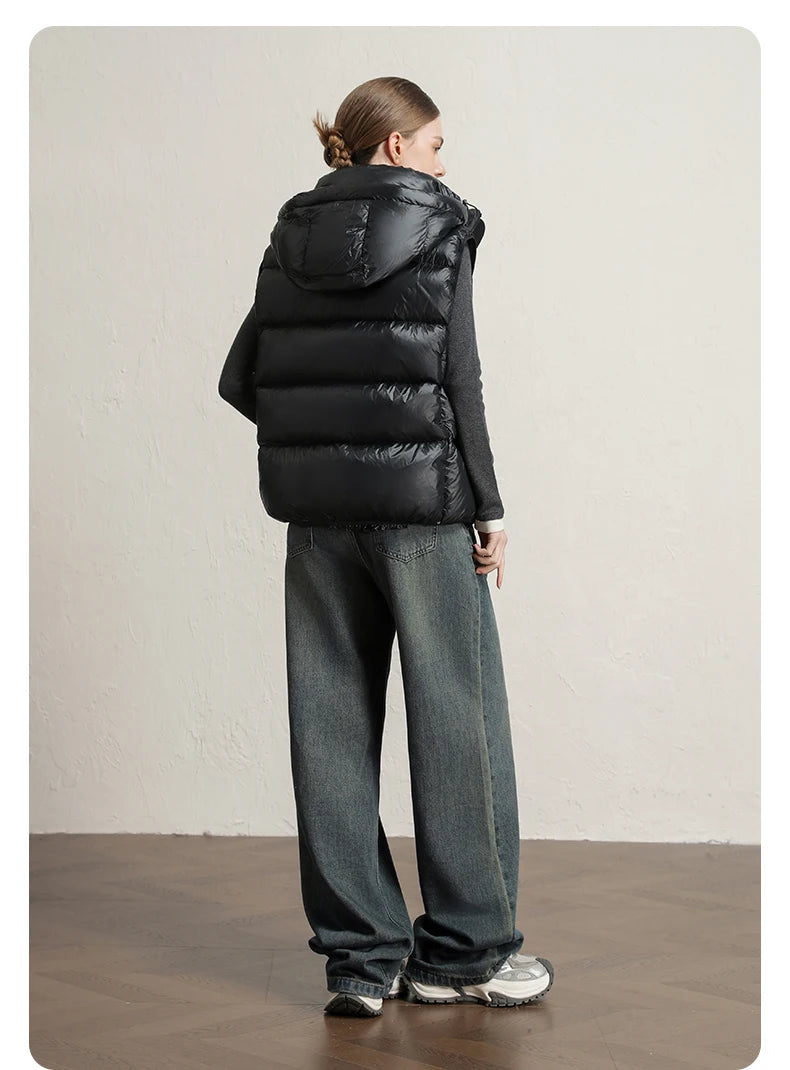 CLARKE QUEEN 2025 Duck Down Vest Jacket for Women Light Weight Padding Winter Outerwear Puffer Casual Warm Thickened Short Coat