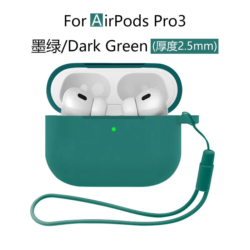 for AirPods Pro 3 Case Cover 2025 with Lanyard Soft Skin Silicone Protective Shockproof Case For AirPods Pro 3 Case Accessories