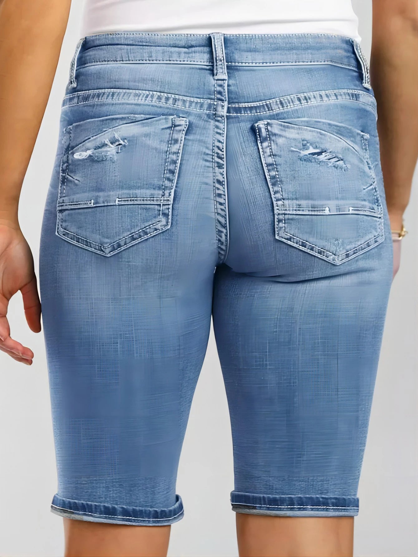 Women's pocket-breaking casual Bermuda Denim shorts