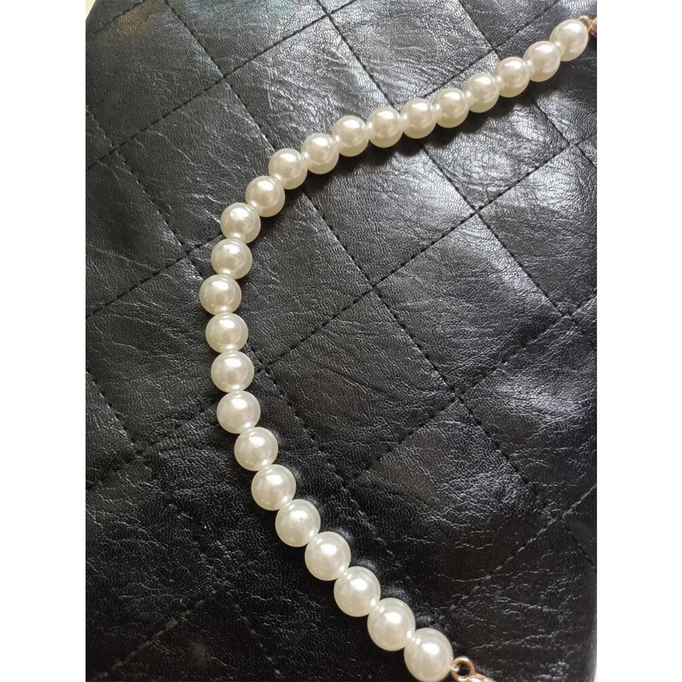 1 Pcs Pearl Purse Chain Strap Pearl Bag Chains Decorations White,12mm Imitation Pearl Bead Bag Chain Short Strap