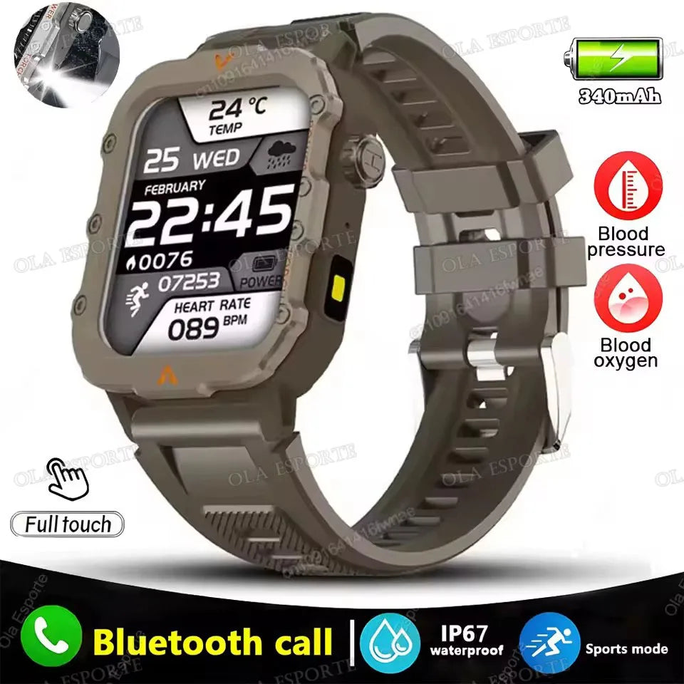 Outdoor Sports Smartwatch New 2025 2.01 inch HD Screen LED Flashlight Bluetooth Talking Smart Watch for Men Women Holiday Gift