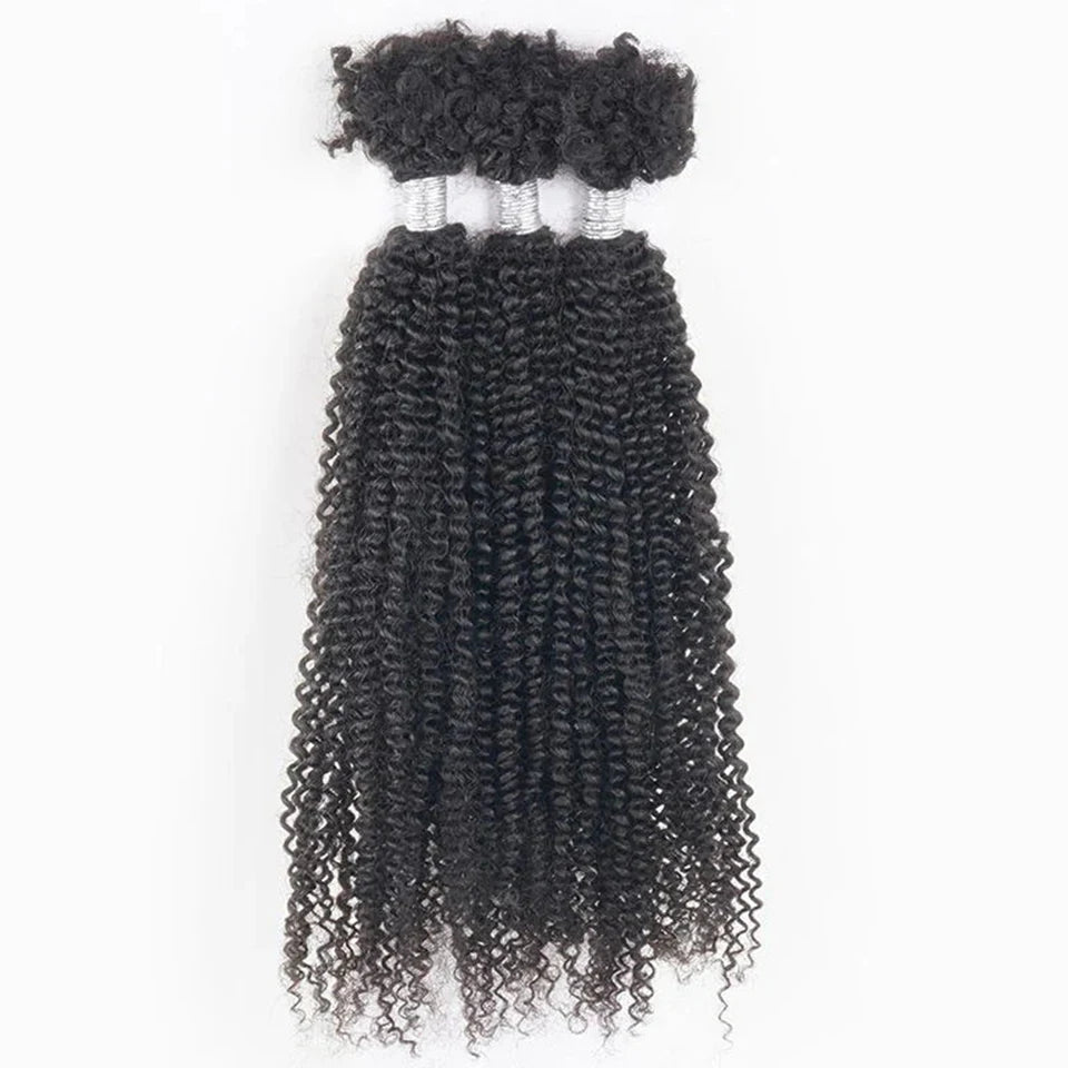 Peruvian Afro Kinky V Bulk Natural 1Pcs/100g Kinky Curly Hair for Twist Crochet Braiding Hair 100% Remy Human Bulk Hair