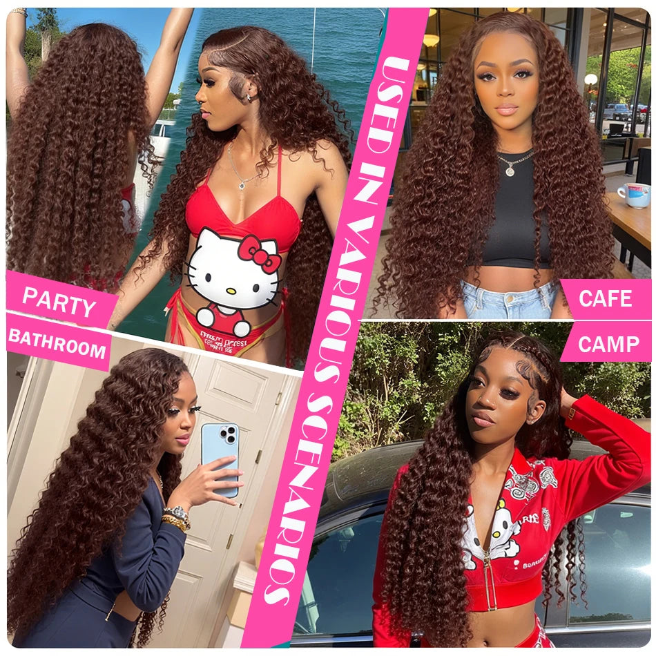 Rosabeauty Brazilian Chocolate Brown 13x6 Hd Transparent Lace Front Wigs Deep Wave Frontal Wig Curly Human Hair Wigs For Women