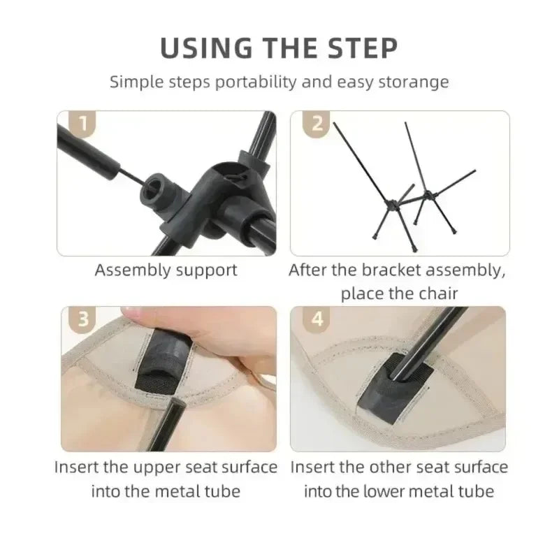 Outdoor Camping Chair Portable Folding Moon Beach Chair Leisure Travel BBQ Fishing Chairs Detachable Picnic Outdoor Furniture