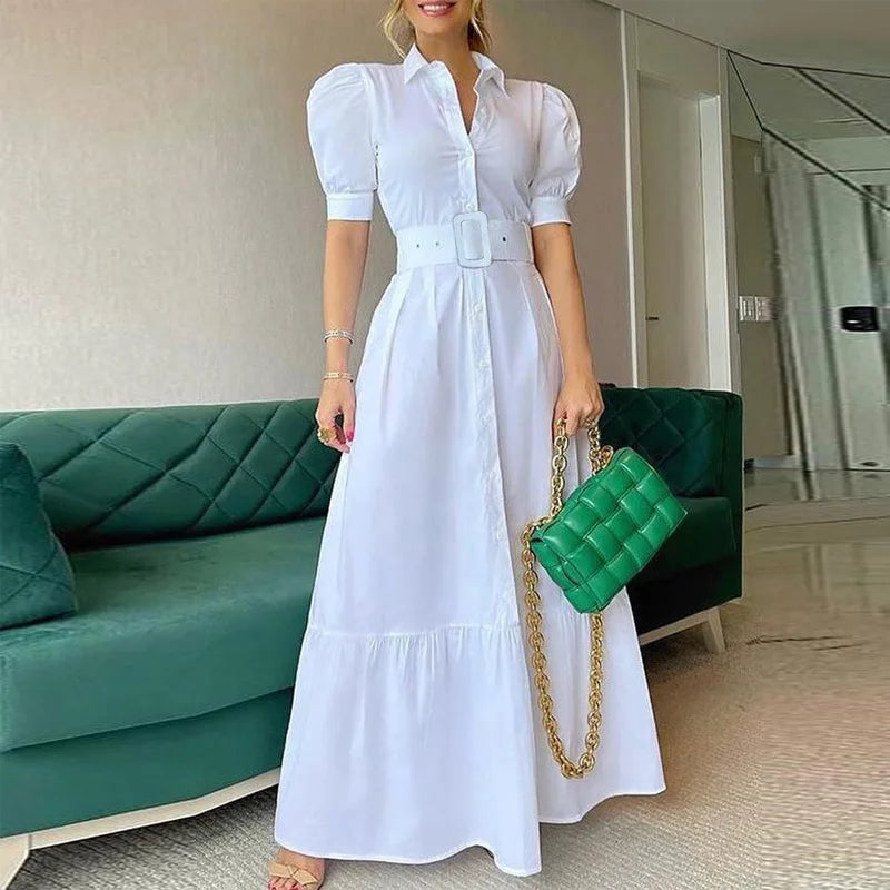 Striped Maxi Dress Women Summer 2022 New Fashion Elegant Causal Party Office Lady White Blue Back Long Dresses