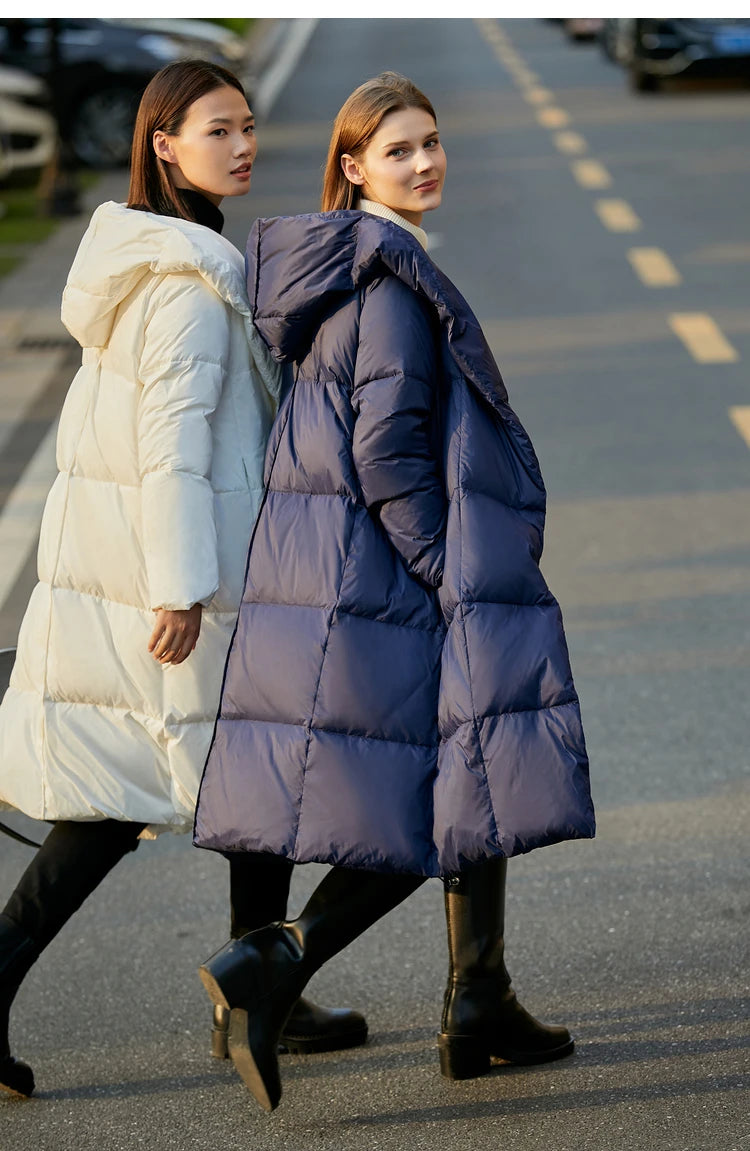 AMII Minimalist 2025 Down Jacket Coat Women Winter Warm Long Bread Puffer Coat Light Thick Quality Fashion Outerwear 12324060