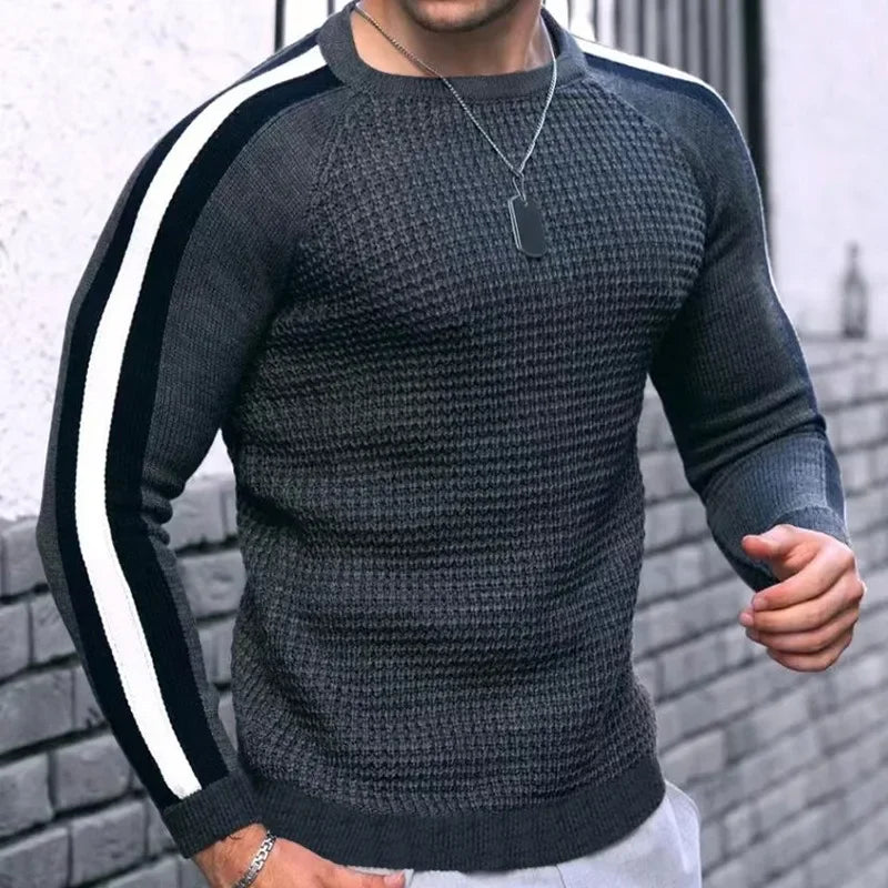 Fashionable Mens Casual Knitted Sweater Long Sleeved Round Neck Mens Sweater Knitted Pullover Men's Clothing