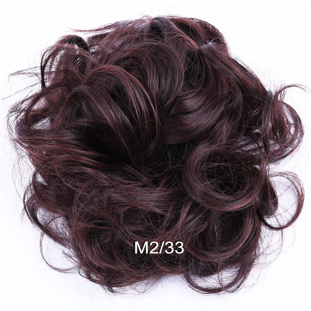 Jeedou Synthetic Messy Curly Hair Bun Chignon Donut Pad Elastic Hair Rope Rubber Band Hairpiece For Woman